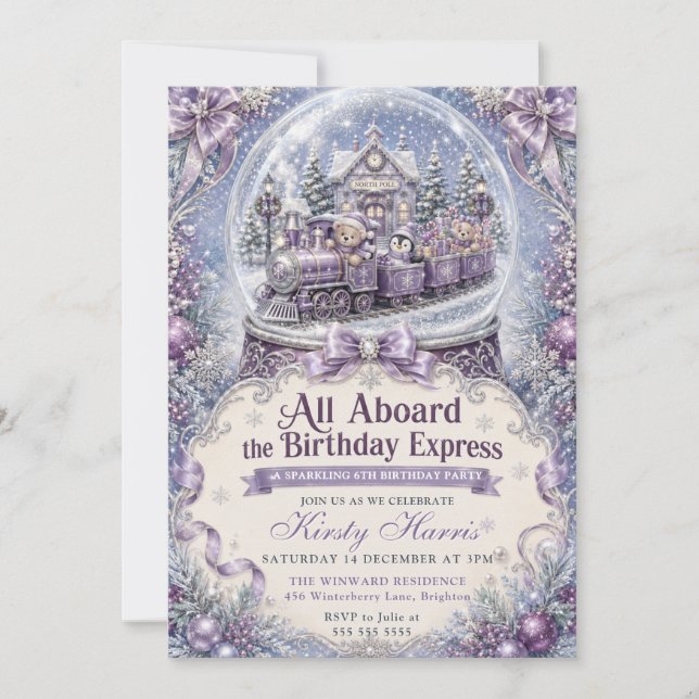 Invitation Tous à bord de l'anniversaire de Winter Express (Devant)