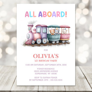 Invitation Tous à bord du train coloré pour le 1er anniversai