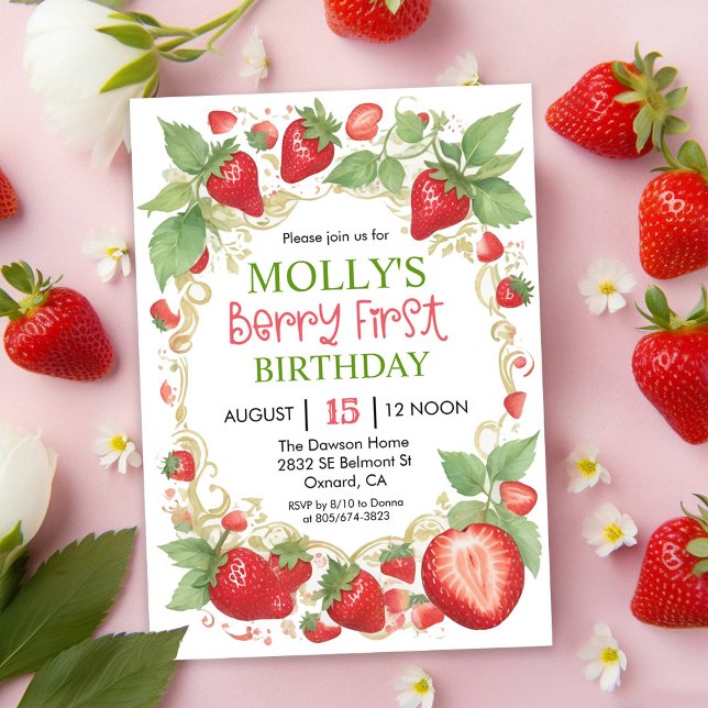 Invitation TOUS ÂGES - Anniversaire Très Baies Fraise  (Créateur téléchargé)