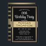 Invitation Tous Anniversaire Elegant Noir, Blanc et Gold Part<br><div class="desc">Famille Invitation et amis à une célébration élégante pour lui ou elle avec des invitations stylisées de fête d'anniversaire noir, blanc et or. Les images et le texte de ce modèle sont simples à customiser. Le design se compose d'une bordure en faux papier et d'une superposition de ruban, de calligraphie...</div>