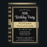 Invitation Tous Anniversaire Elegant Noir, Blanc et Gold Part<br><div class="desc">Famille Invitation et amis à une célébration élégante pour lui ou elle avec des invitations stylisées de fête d'anniversaire noir, blanc et or. Les images et le texte de ce modèle sont simples à customiser. Le design se compose d'une bordure en faux papier et d'une superposition de ruban, de calligraphie...</div>