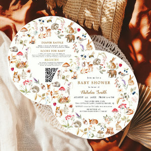 Invitation Tous en Un Animaux de la Forêt à l'Aquarelle Baby 