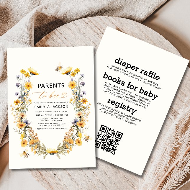 Invitation Tous en un parents pour être Baby shower Fleur sau (Créateur téléchargé)