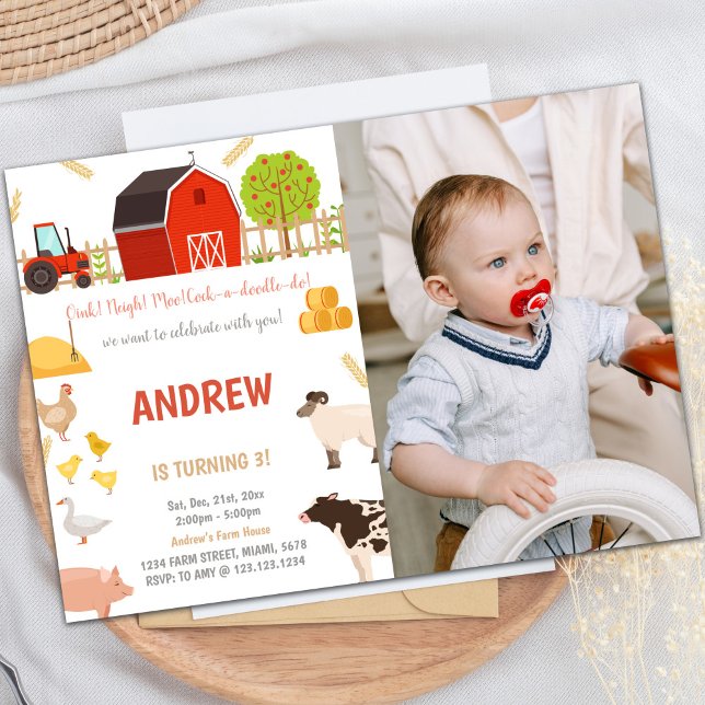 Invitation Tous les animaux de ferme Animaux d'anniversaire I (All Animals Farm Animals Birthday Invitations Phot)