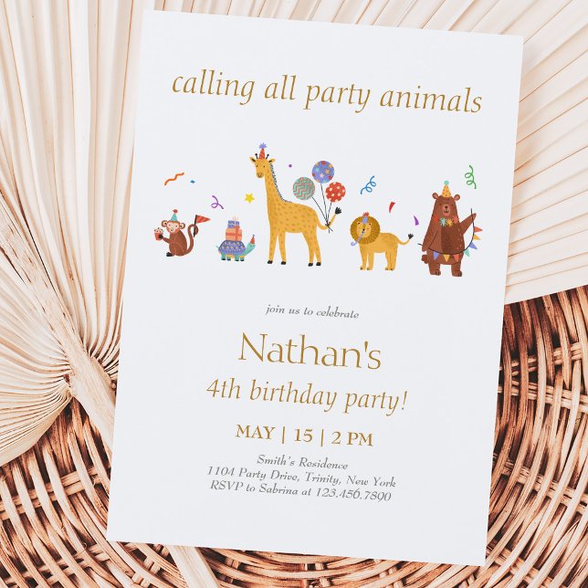 Invitation Tous les animaux de fête d'anniversaire (Créateur téléchargé)
