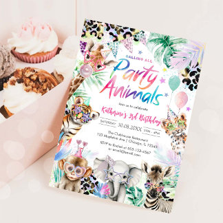 Invitation Tous les animaux de fête Safari Anniversaire