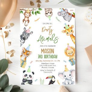 Invitation Tous les animaux de fête sont invités Anniversaire