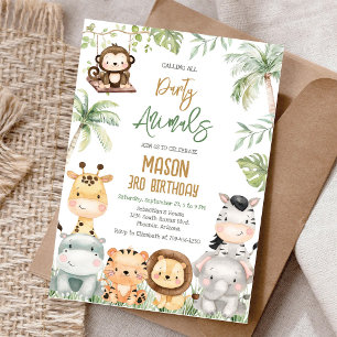 Invitation Tous les animaux de fête sont invités Anniversaire