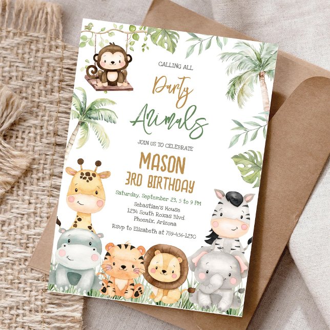 Invitation Tous les animaux de fête sont invités Anniversaire (Créateur téléchargé)