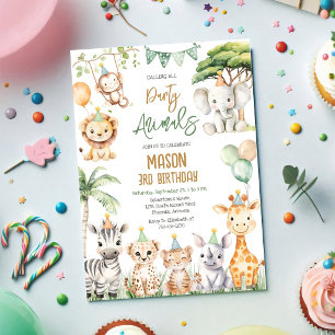 Invitation Tous les animaux de fête sont invités Anniversaire