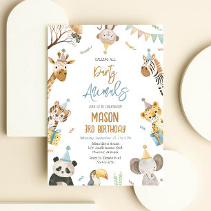 Invitation Tous les animaux de fête sont invités Anniversaire