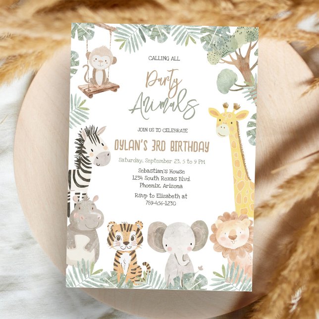 Invitation Tous les animaux de fête sont invités Anniversaire (Créateur téléchargé)