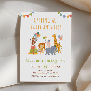 Invitation Tous les animaux de fête sont invités Safari Garço