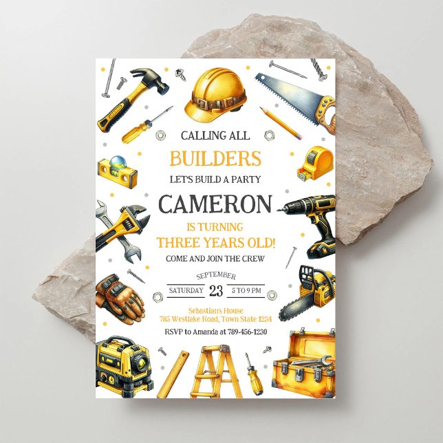 Invitation Tous les bâtisseurs Outils de construction Anniver (Créateur téléchargé)