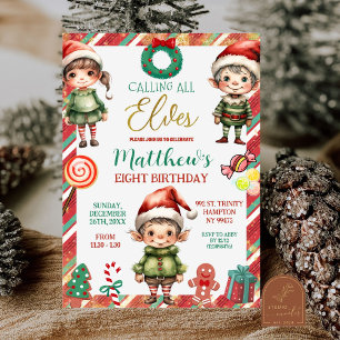 Invitation Tous les elfes Noël Cookie Enfants Anniversaire