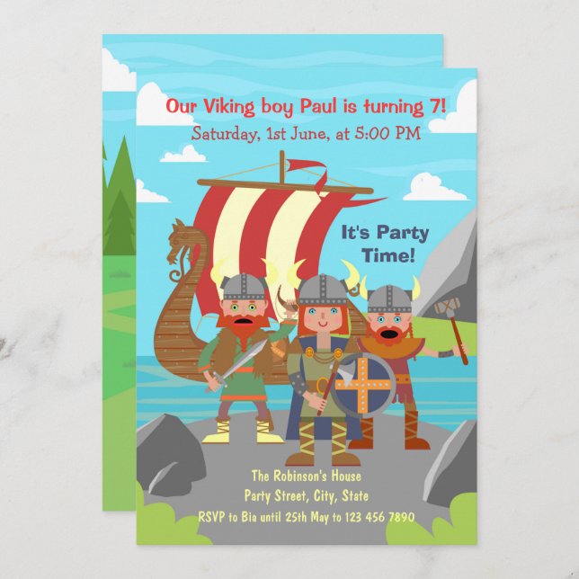 Invitation Tous les enfants vikings sont invités à une fête d (Devant / Derrière)