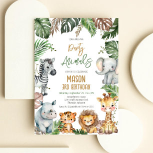 Invitation Tous les fêtards Animaux de la Jungle Safari Anniv
