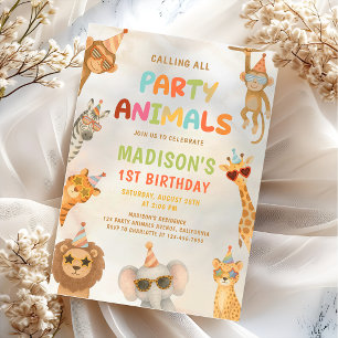 Invitation Tous les fêtards en safari 1er anniversaire