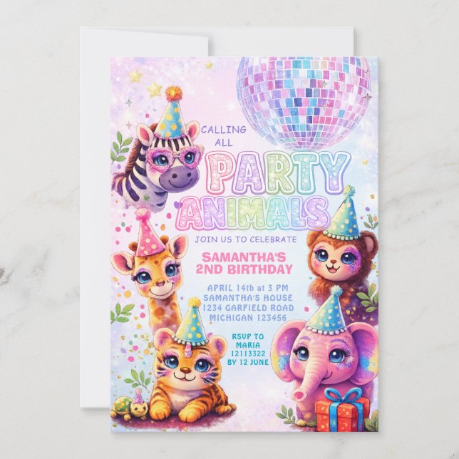 Invitation Tous les fêtards sont invités Boule à facettes Ann (Devant)