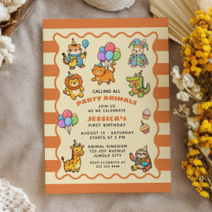 Invitation Tous les fêtards sont invités Premier anniversaire