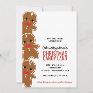 Invitation TOUS LES JEUNES D'ÂGE NOËL GINGERBREAD Candyland p