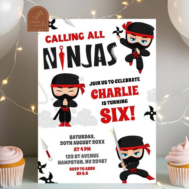 Invitation Tous les ninjas garçon anniversaire (Créateur téléchargé)