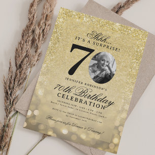 Invitation TOUS LES OR SURPRISE Photo Glam 70e Anniversaire 