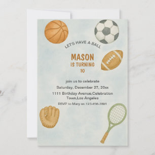 Invitation Tous les sports, amusons-nous avec un ballon, anni