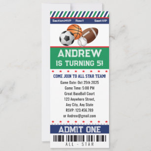Invitation Tous les Stars Sports Billets Anniversaire Invitat