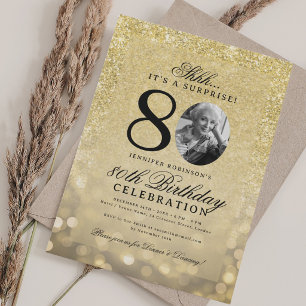 Invitation TOUS OR SURPRISE Photo Glam 80e Anniversaire 