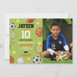 Invitation Tous Sports Anniversaire Football Football Footbal