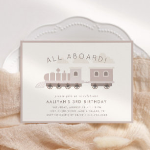 Invitation Tout À Bord ! Filles Train fête d'anniversaire