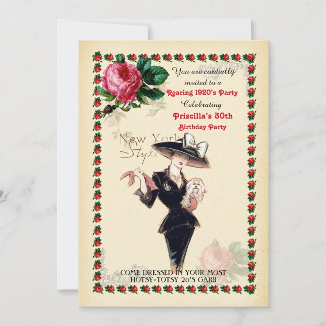 Invitation tout âge, 60e, Fête d'anniversaire, Style Gatsby,  (Devant)