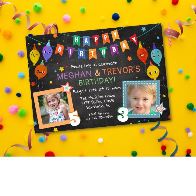 Invitation TOUT ÂGE - Anniversaire conjoint de deux frères et (Créateur téléchargé)