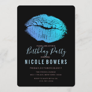 Invitation TOUT ÂGE - Anniversaire Fête Lèvres Bleues Invitat