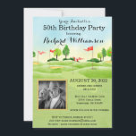 Invitation Tout âge Anniversaire Fête Photo Golf Party<br><div class="desc">Cette invitation festive et colorée à la fête d'anniversaire a un thème de golf et il est parfait pour un Golfeur. Il dispose d'un panier de golf avec des clubs de golf sur un terrain de golf, Beaucoup à personnaliser pour rendre approprié pour votre propre événement ainsi qu'une photo. Nous...</div>
