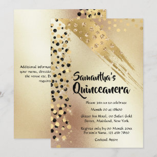 Invitation Tout âge anniversaire or parties scintillant noir 