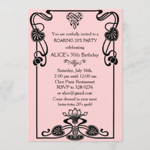 Invitation Tout âge, Art Déco Gatsby Style Anniversaire Fête 