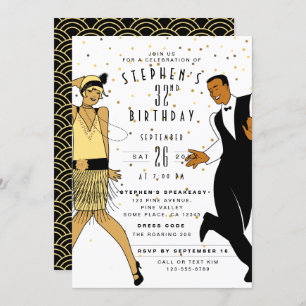 Invitation TOUT AGE Art Déco/Great Gatsby/1920 Anniversaire