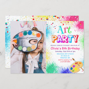 Invitation TOUT AGE Art Party Paint Party Anniversaire Invita