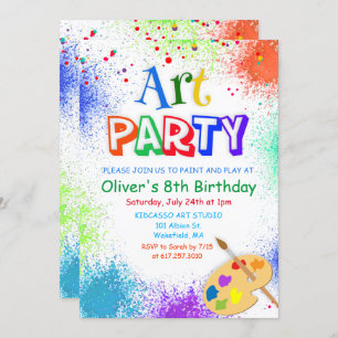 Invitation TOUT AGE Art Party Paint Party Anniversaire Invita