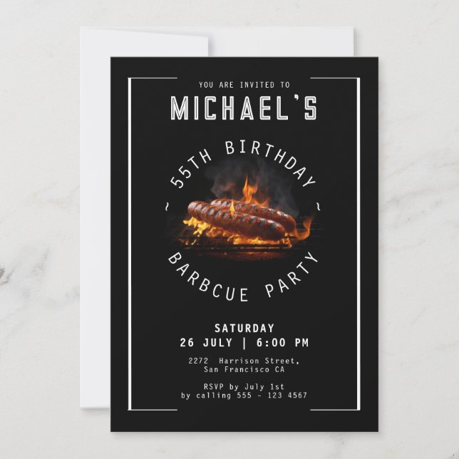 Invitation Tout âge Barbecue fête d'anniversaire (Devant)