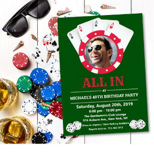 Invitation TOUT ÂGE - Casino Vegas Photo Anniversaire Invitat