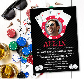 Invitation TOUT ÂGE - Casino Vegas Photo Anniversaire Invitat