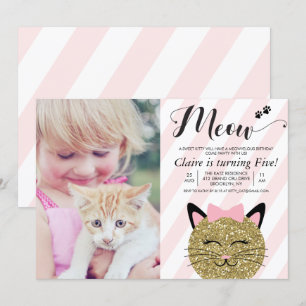 Invitation TOUT ÂGE - Chat Kitten Photo Anniversaire Invitati
