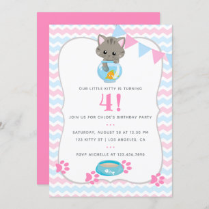 Invitation Tout âge Chat ou Kitten Anniversaire Fête Invitati