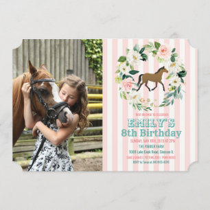 Invitation TOUT ÂGE - Cheval Floral Anniversaire Photo Invita