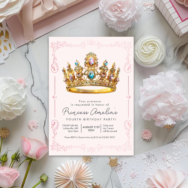 Invitation TOUT ÂGE - Couronne de princesse Anniversaire Cont (Créateur téléchargé)
