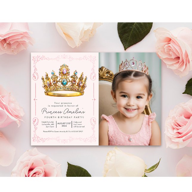 Invitation TOUT ÂGE - Couronne de princesse Anniversaire Cont (Créateur téléchargé)