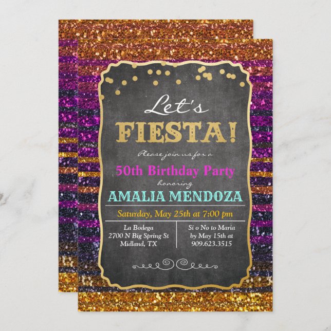 Invitation TOUT ÂGE - Fête Anniversaire Parties scintillant I (Devant / Derrière)